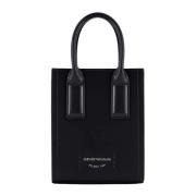 Emporio Armani Svart Mini Väska med Borstad Finish Black, Dam