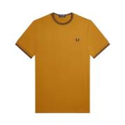 Fred Perry Twin Tipped Bomull T-Shirt Brown, Herr