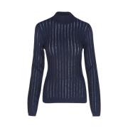 Hugo Boss Turtleneck Sweater med Genomskinligt Mönster Blue, Dam