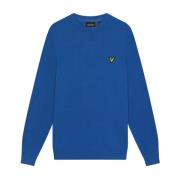 Lyle & Scott Bomull Rund Hals Tröja Blue, Herr