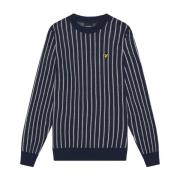 Lyle & Scott Randig Crew Neck Tröja Blue, Herr