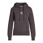 Calvin Klein Jeans Svart Tvättad Sweatshirt med Huva Gray, Dam