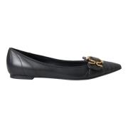 Dolce & Gabbana Svart Hngivenhet Lder Platta Skor Black, Dam