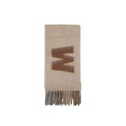 Marni Beige Ullhalsduk med Brun Logo Beige, Dam