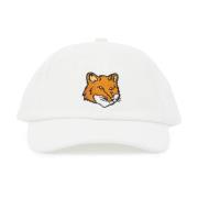 Maison Kitsuné Räv Huvud Denim Baseball Cap White, Unisex