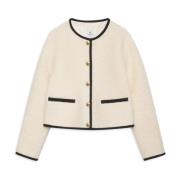 Anine Bing Elegant Logan Blazer Ivory Guld Knappar Beige, Dam