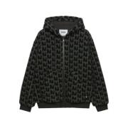 Msgm Svart Dragkedja Jacka Monogram Design Black, Herr