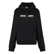 Burberry Ribbade kanter Tryckt huvtröja Black, Dam