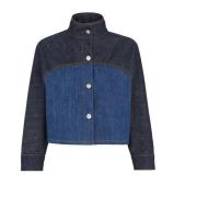 Fendi Bicolor Denim Crop Jacket Blue, Dam