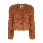 Isabel Marant Brun Faux-Fur Faustine Jacka Brown, Dam