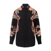 Etro Svart Blommig Silkeskjorta Black, Dam