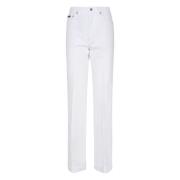 Dolce & Gabbana Vit Wide Leg Jeans Metall Logo White, Dam