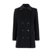 Msgm Svart Kappa Cappotto/Coat Black, Dam