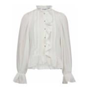 Co'Couture Frill Shirt Blus Elegant Feminin Stil White, Dam