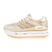 Guess Beige Sneakers med 4G Logo Print Beige, Dam