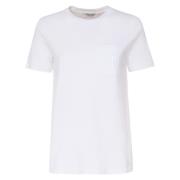 Max Mara Vit Bomull T-shirt med Bröstficka White, Dam