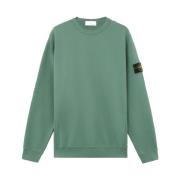 Stone Island Räfflad Crewneck Borstad Bomullsfleece Tröja Green, Herr