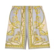 Versace Gyllene Silke Print Shorts Multicolor, Herr