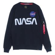 Alpha Industries Reflekterande Nasa Crewneck Sweatshirt Blå Blue, Herr