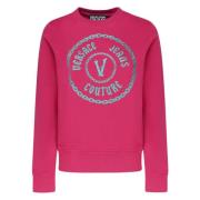 Versace Jeans Couture Hallon Bomullssweatshirt med Framtryck Pink, Dam