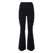 Versace Jeans Couture Svarta Flared Byxor Hög Midja Dragkedja Black, D...