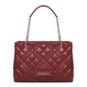 Love Moschino Svart Axelväska med Klaffstängning Red, Dam