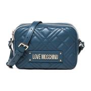 Love Moschino Quiltad Teal Axelväska med Dragkedja Green, Dam