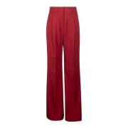 Max Mara Studio Bordeaux Ull Crepe Högmidjade Byxor Red, Dam