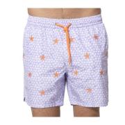 MC2 Saint Barth Badshorts med sjöstjärntryck Purple, Herr