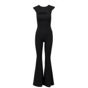 Aniye By Svart Flared Jumpsuit med Axelvaddar Black, Dam