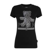 Philipp Plein Stilren Grafisk T-shirt Black, Dam