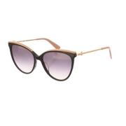 Longchamp Oval Acetat solglasögon med metall detaljer Black, Dam