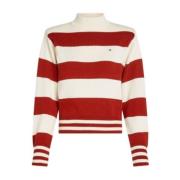 Tommy Hilfiger Rugby Style Mock-Neck Sweater Multicolor, Dam