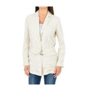 Armani Jeans Beige Bältesblazer Beige, Dam