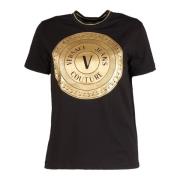 Versace Jeans Couture Svart T-shirt med Guldtryck Black, Dam