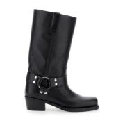 Paris Texas Svarta Western Ankelboots med Blockklack Black, Dam