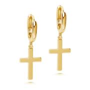 Nialaya Mens Small Cross Earrings in Gold Yellow, Herr