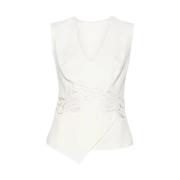 Ermanno Scervino Vit Spetsblus med V-ringning White, Dam