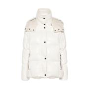 Moncler Vit Pufferjacka med Pärlemorsfinish White, Dam