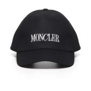 Moncler Svart Logotyp Hatt Justerbar Stängning Black, Herr