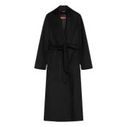 Max Mara Studio Svart Ull Sjal Krage Kappa Black, Dam