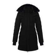 Moose Knuckles Svart Shearling Parka för Kvinnor Black, Dam