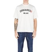 Dsquared2 Stiligt Löst Tryck Topp White, Herr