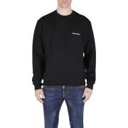 Dsquared2 Svart bomulls sweatshirt med vitt tryck Black, Herr