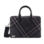 Burberry Equestrian Check Portfölj med Metalltag Gray, Herr