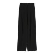 Max Mara Studio Svarta flytande byxor med dubbla veck Black, Dam