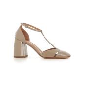 A. Bocca Beige Häl T-Bar Läderpumps Beige, Dam