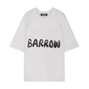 Barrow Vit Logo Print Unisex Bomull T-shirt White, Herr