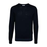 Malo Blå Ull Crew Neck Sweater Blue, Herr