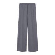 Max Mara Weekend Rak Passform Ullbyxor med Elastisk Midja Gray, Dam